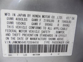 2007 Honda Accord LX Silver Sedan 2.4L Vtec AT #A24921